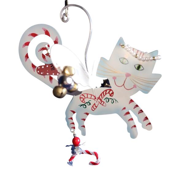 Karen rossi kitty Peppermint Angel Cat Christmas metal ornament - Picture 5 of 5